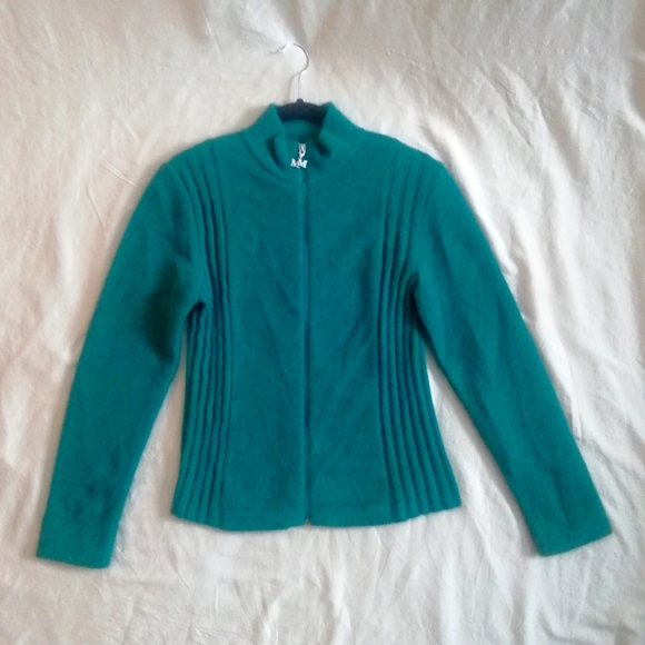 Merinomink Sweaters - MERINOMINK Teal Women's Zip Cardigan Sweater (M)